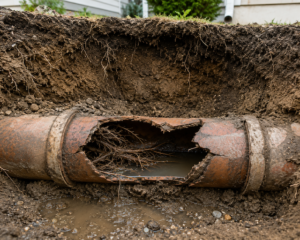 damaged sewer line